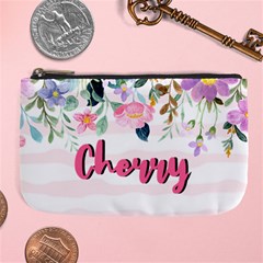 Personalized Floral Name Any Text Large Coin Purse