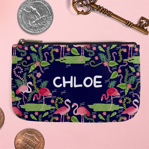 Personalized Flamingo Name Any Text Large Coin Purse By Joe Front
