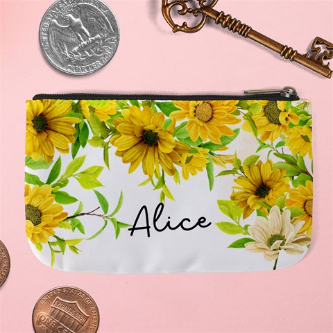 Personalized Sunflower Name Any Text Large Coin Purse By Joe Back