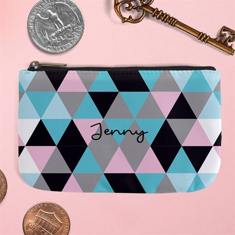 Personalized Triangle Color Name Any Text Large Coin Purse By Joe Front