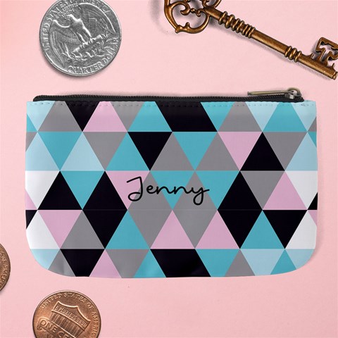 Personalized Triangle Color Name Any Text Large Coin Purse By Joe Back