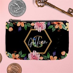Personalized Flower Marble Initial Name Large Coin Purse