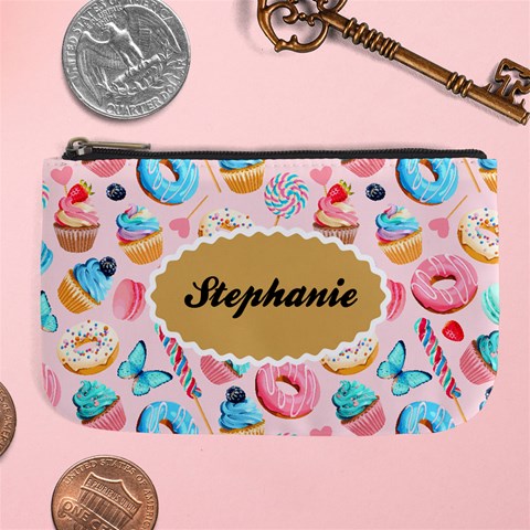 Personalized Icecream Dessert Initial Any Text Name Large Coin Purse By Joe Front