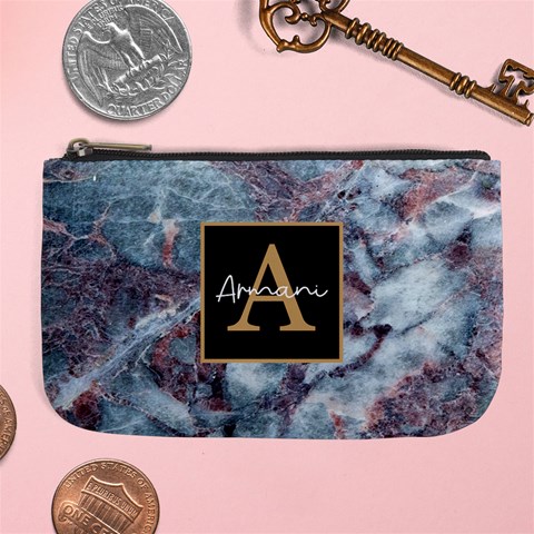 Personalized Initial Name Marble Large Coin Purse By Joe Front
