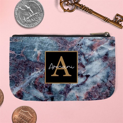 Personalized Initial Name Marble Large Coin Purse By Joe Back