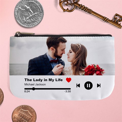 Personalized Love Song Photo Couple Lover Name Large Coin Purse By Joe Front