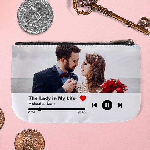 Personalized Love Song Photo Couple Lover Name Large Coin Purse By Joe Back