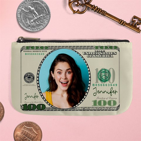 Personalized Photo Us Dollar Name Any Text Large Coin Purse By Joe Front