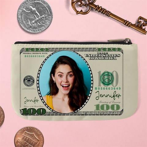 Personalized Photo Us Dollar Name Any Text Large Coin Purse By Joe Back