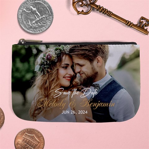Personalized Save The Date Wedding Couple Photo Name Large Coin Purse By Joe Front