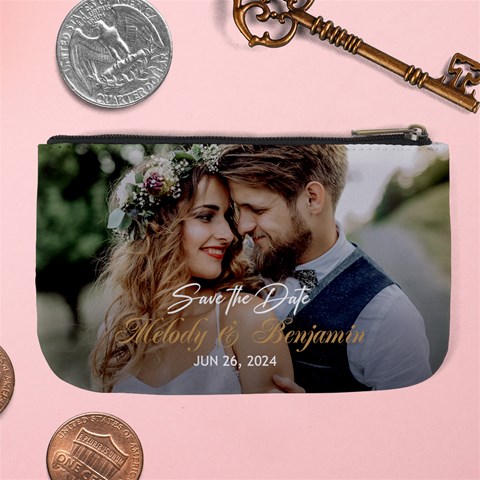 Personalized Save The Date Wedding Couple Photo Name Large Coin Purse By Joe Back