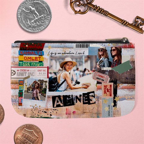 Personalized Life Adventure Style Travel Collage Photo Name Large Coin Purse By Joe Back