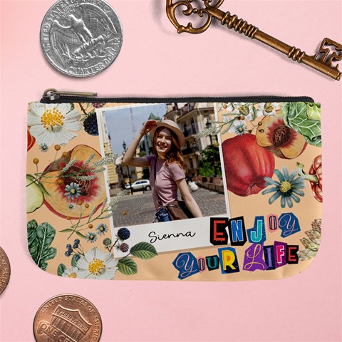 Personalized Enjoy Your Life Photo Name Large Coin Purse By Joe Front