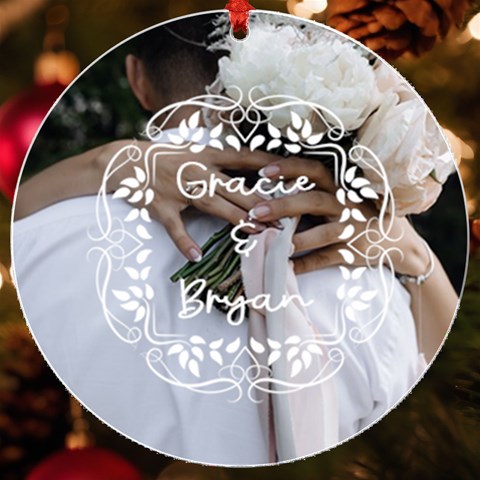 Personalized Photo Name Lace Frame Uv Print Acrylic Ornament Round By Katy Front