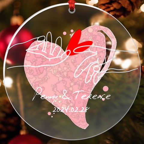 Personalized Name Hand Heart Uv Print Acrylic Ornament Round By Katy Front