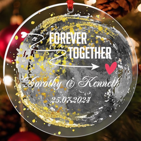 Personalized Name Water Color Forever Together Uv Print Acrylic Ornament Round By Katy Front