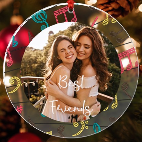 Personalized Name Photo Music Uv Print Acrylic Ornament Round By Katy Front