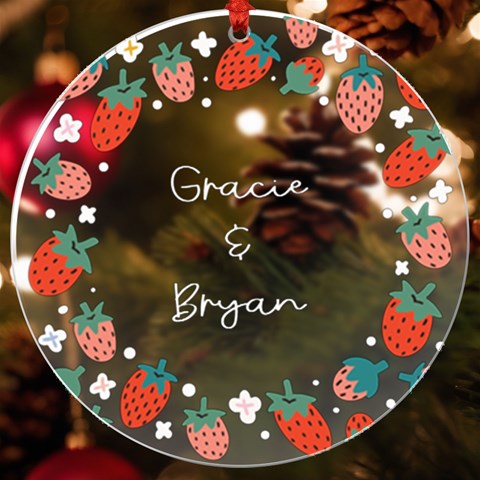 Personalized Name Starry Berry Frame Uv Print Acrylic Ornament Round By Katy Front