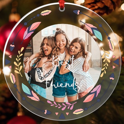 Personalized Name Photo Feather Totem Uv Print Acrylic Ornament Round By Katy Front