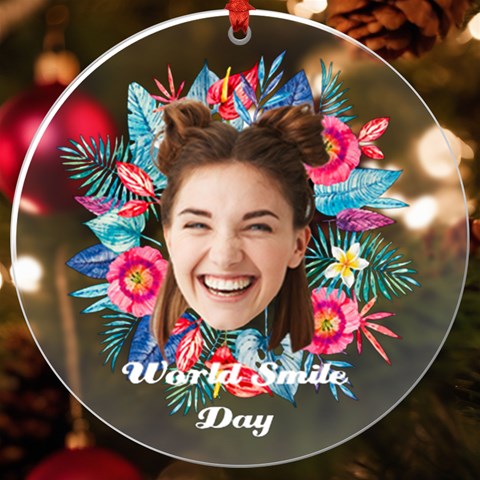 Personalized Name Photo Facecut Flower Uv Print Acrylic Ornament Round By Katy Front