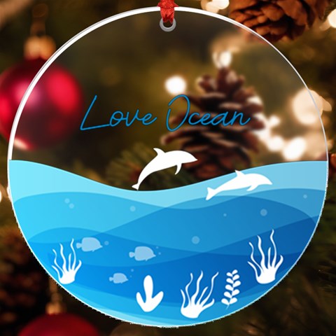 Personalized Name Ocean Frame Uv Print Acrylic Ornament Round By Katy Front