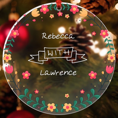 Personalized Name Little Flower Frame Uv Print Acrylic Ornament Round By Katy Front