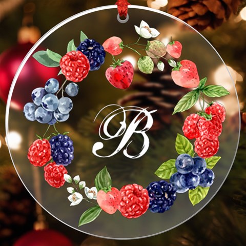 Personalized Name Fruit Berry Frame Uv Print Acrylic Ornament Round By Katy Front