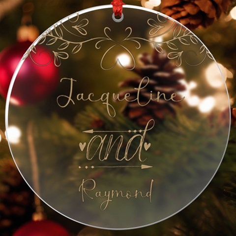 Personalized Name Ｗedding Frame Uv Print Acrylic Ornament Round By Katy Front