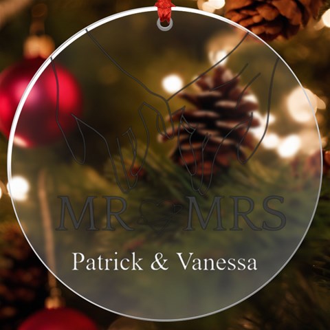 Personalized Name Hand Love Uv Print Acrylic Ornament Round By Katy Front