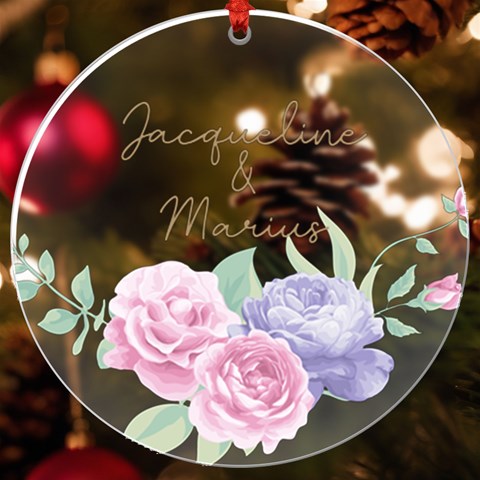 Personalized Name Rose Uv Print Acrylic Ornament Round By Katy Front