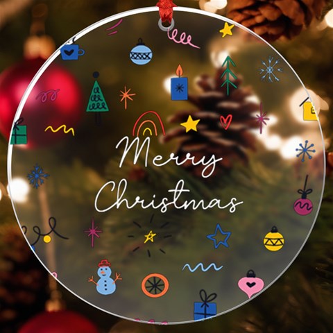 Personalized Name Xmas Pattern Uv Print Acrylic Ornament Round By Katy Front