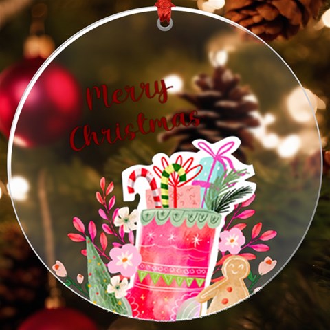 Personalized Name Xmas Gift Uv Print Acrylic Ornament Round By Katy Front