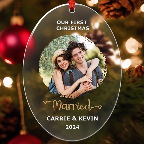 Personalized Photo Any Text Name Uv Print Acrylic Ornament Oval By Joe Front