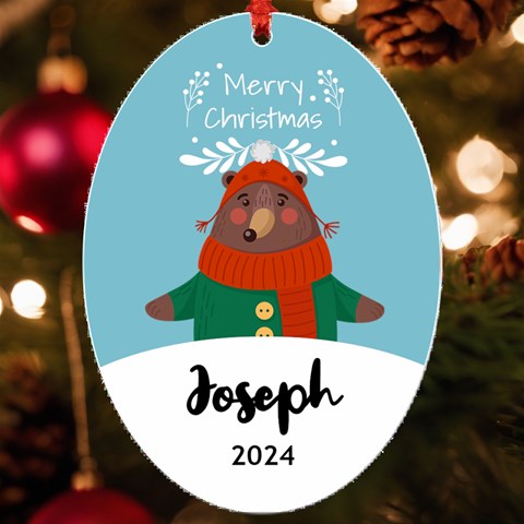 Personalized Animal Illustration Any Text Name Uv Print Acrylic Ornament Oval By Joe Front