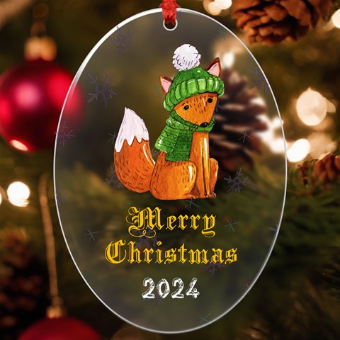 Personalized Christmas Animal Illustration Name Uv Print Acrylic Ornament Oval By Joe Front
