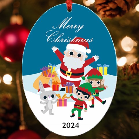 Personalized Santa Claus Illustration Name Uv Print Acrylic Ornament Oval By Joe Front