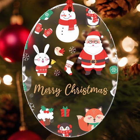 Personalized Christmas Illustration Any Text Uv Print Acrylic Ornament Oval By Joe Front