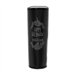 Personalized Halloween Floral Name Any Text Stainless Steel Travel Tumbler - 20oz Stainless Steel Travel Tumbler (Black)