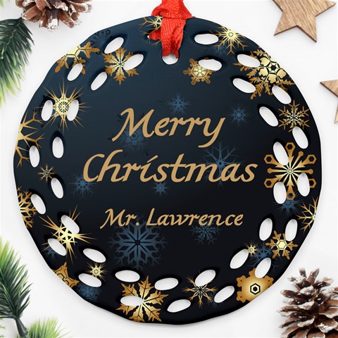 Personalized Merry Christmas Name Any Text Round Filigree Ornament By Joe Back