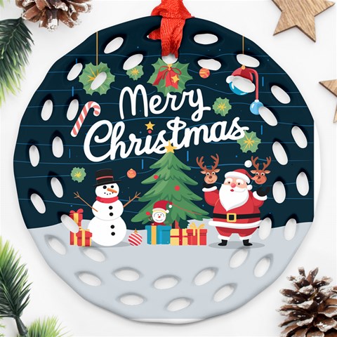Personalized Merry Christmas Name Any Text Round Filigree Ornament By Joe Front