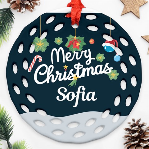 Personalized Merry Christmas Name Any Text Round Filigree Ornament By Joe Back