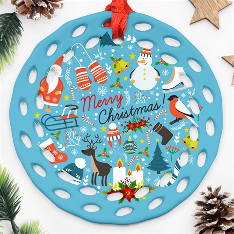 Personalized Merry Christmas Name Any Text Round Filigree Ornament By Joe Front