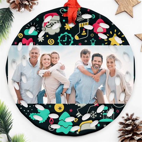 Personalized Merry Christmas Photo Round Filigree Ornament By Joe Front