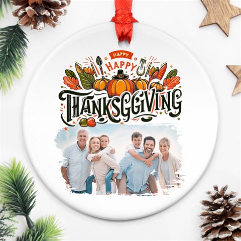 Personalized Thanksgiving Photo Round Ornament By Joe Front