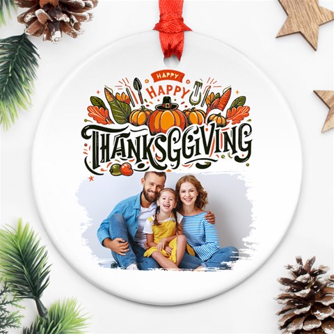 Personalized Thanksgiving Photo Round Ornament By Joe Back