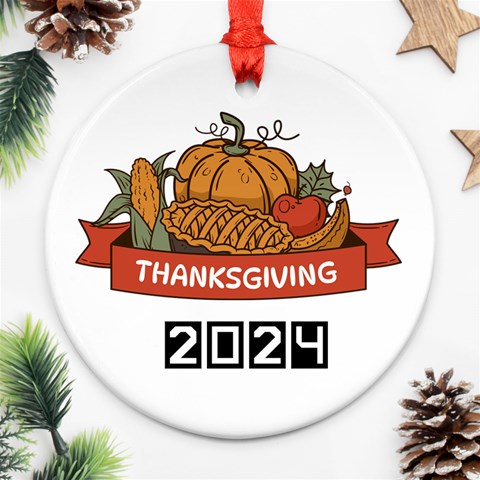 Personalized Thanksgiving Family Name Any Text Round Ornament By Joe Back