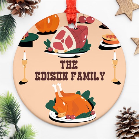 Personalized Thanksgiving Name Any Text Round Ornament By Joe Back