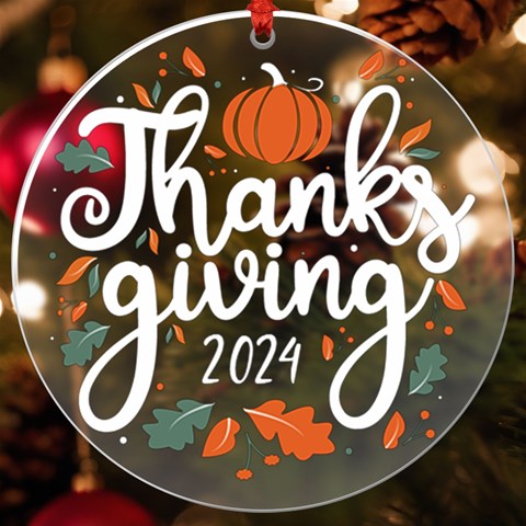 Personalized Thanksgiving Uv Print Round Ornament By Joe Front