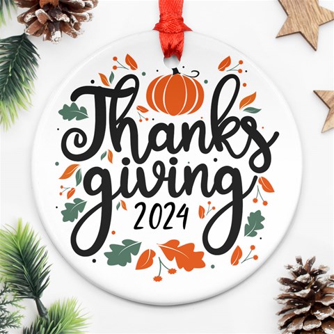 Personalized Thanksgiving Photo Round Ornament By Joe Front