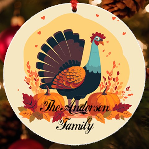Personalized Thanksgiving Family Name Any Text Round Ornament By Joe Front